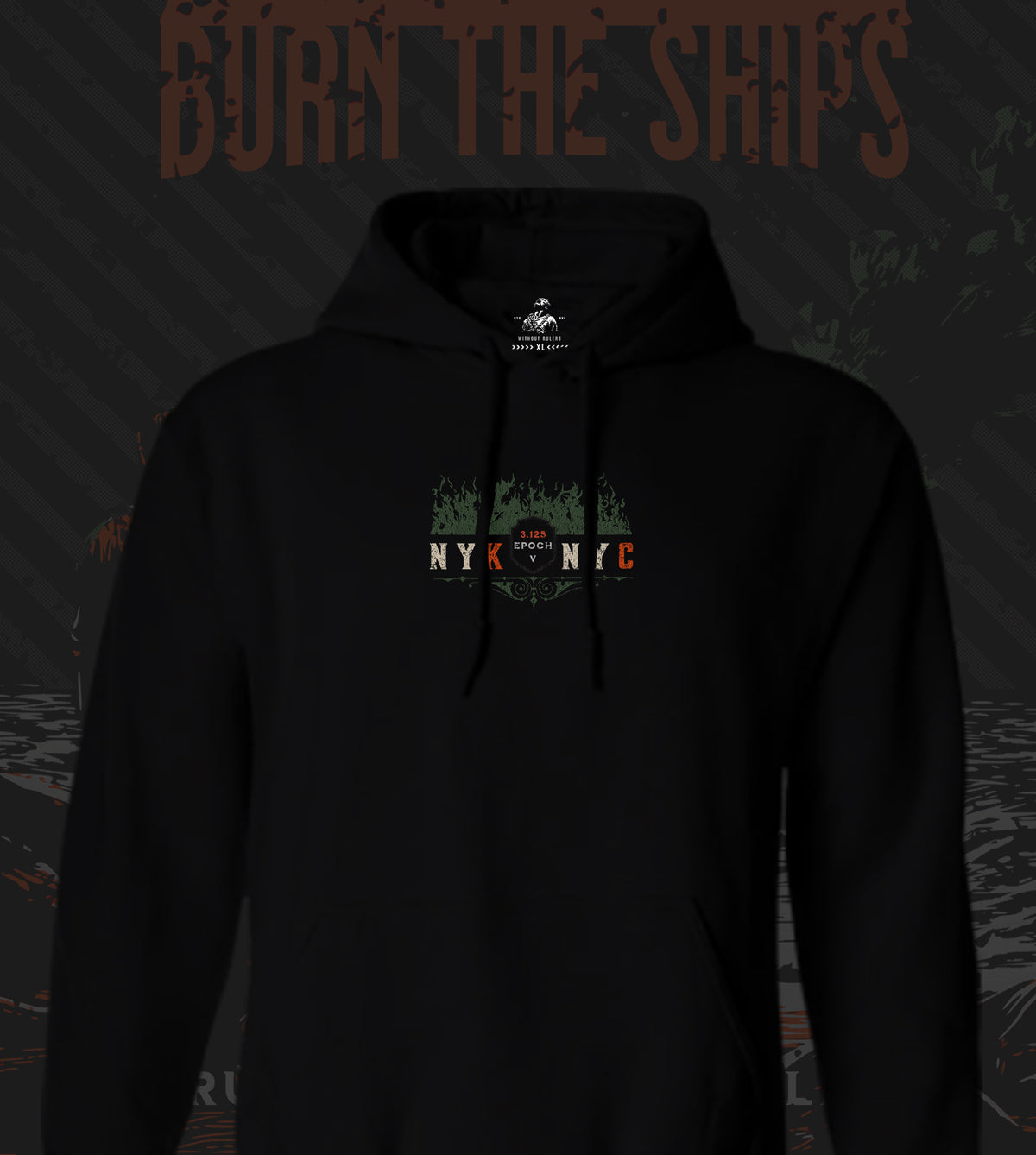 NYKNYC - Burn The Ships Poster Style - Hoodie - Black & White