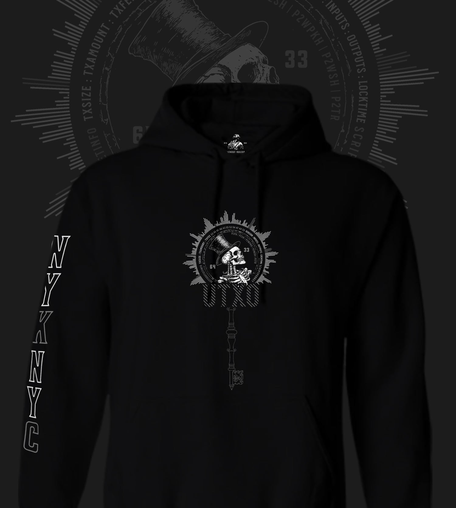 Bitcoin Or Slavery - UTXO Key Hoodie Black and White