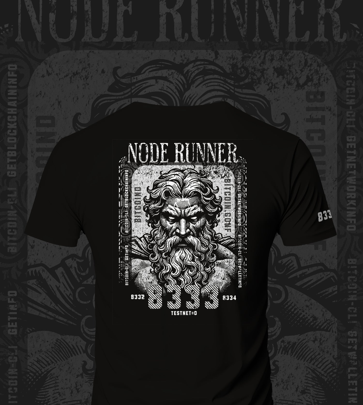 Node Runner 8333 - Black & White - T-Shirt