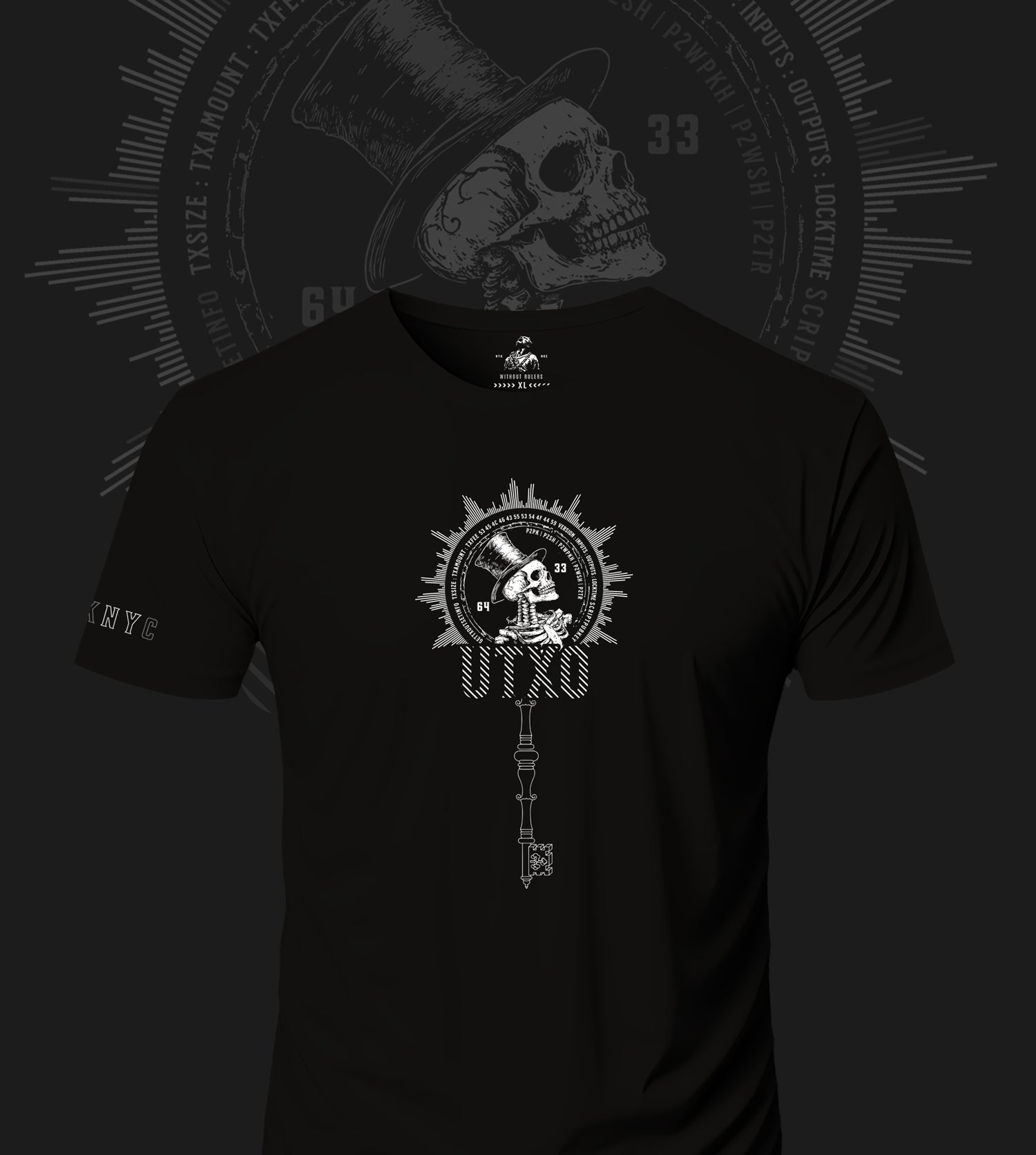 Bitcoin Or Slavery - UTXO Key Black & White - Tshirt